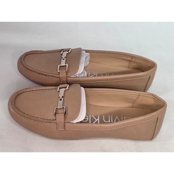 Calvin Klein Shoes - New Calvin Klein Reyna Tan Leather Loafers SilverBit DrivingMocs Womens 6.5M 273